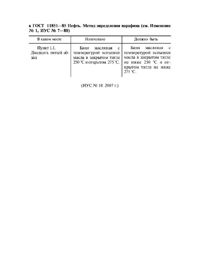 Изменение к ГОСТ 11851-85. Поправка к изменению