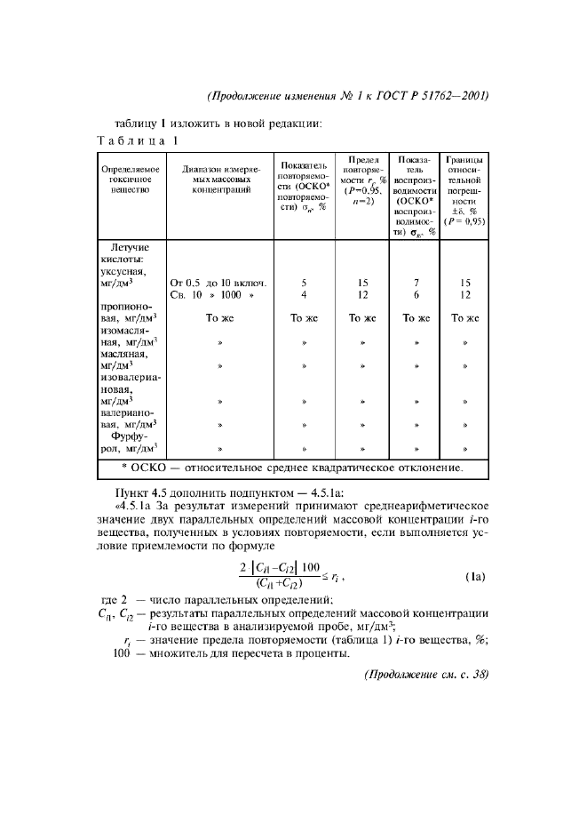 Изменение №1 к ГОСТ Р 51762-2001