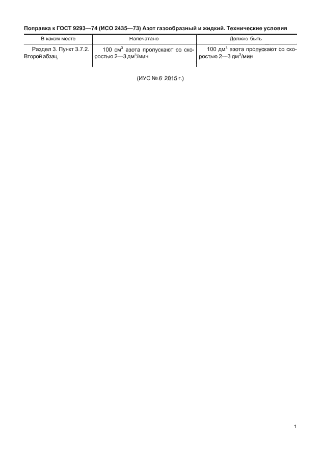 Поправка к ГОСТ 9293-74