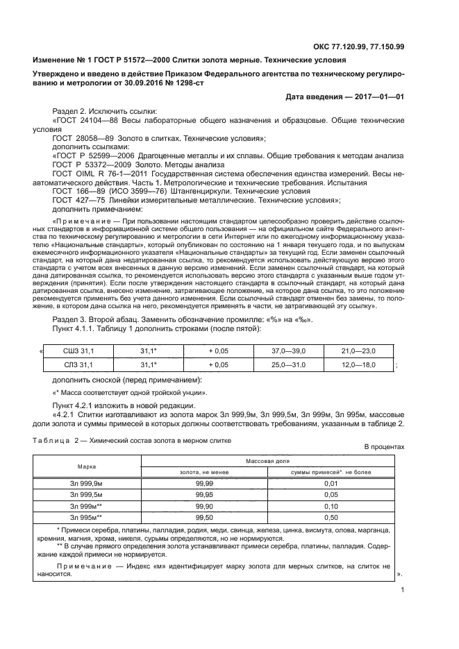 Изменение №1 к ГОСТ Р 51572-2000