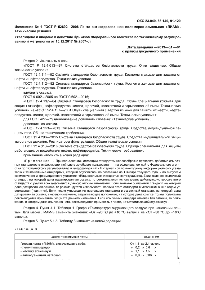 Изменение №1 к ГОСТ Р 52602-2006