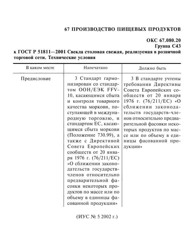 Поправка к ГОСТ Р 51811-2001