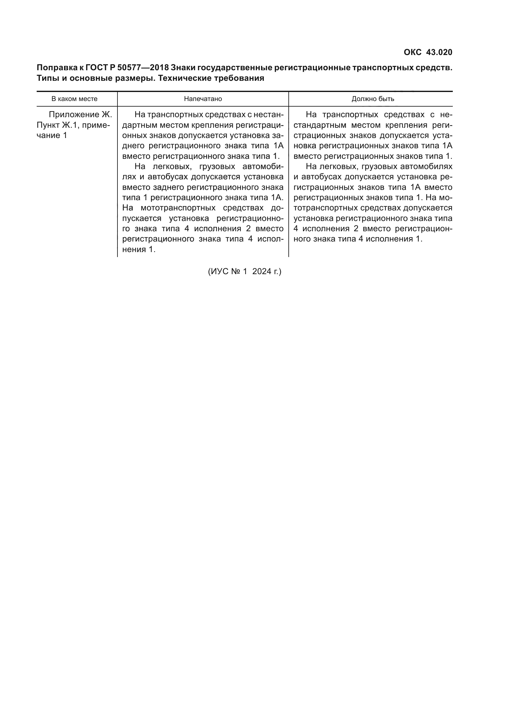 Поправка к ГОСТ Р 50577-2018