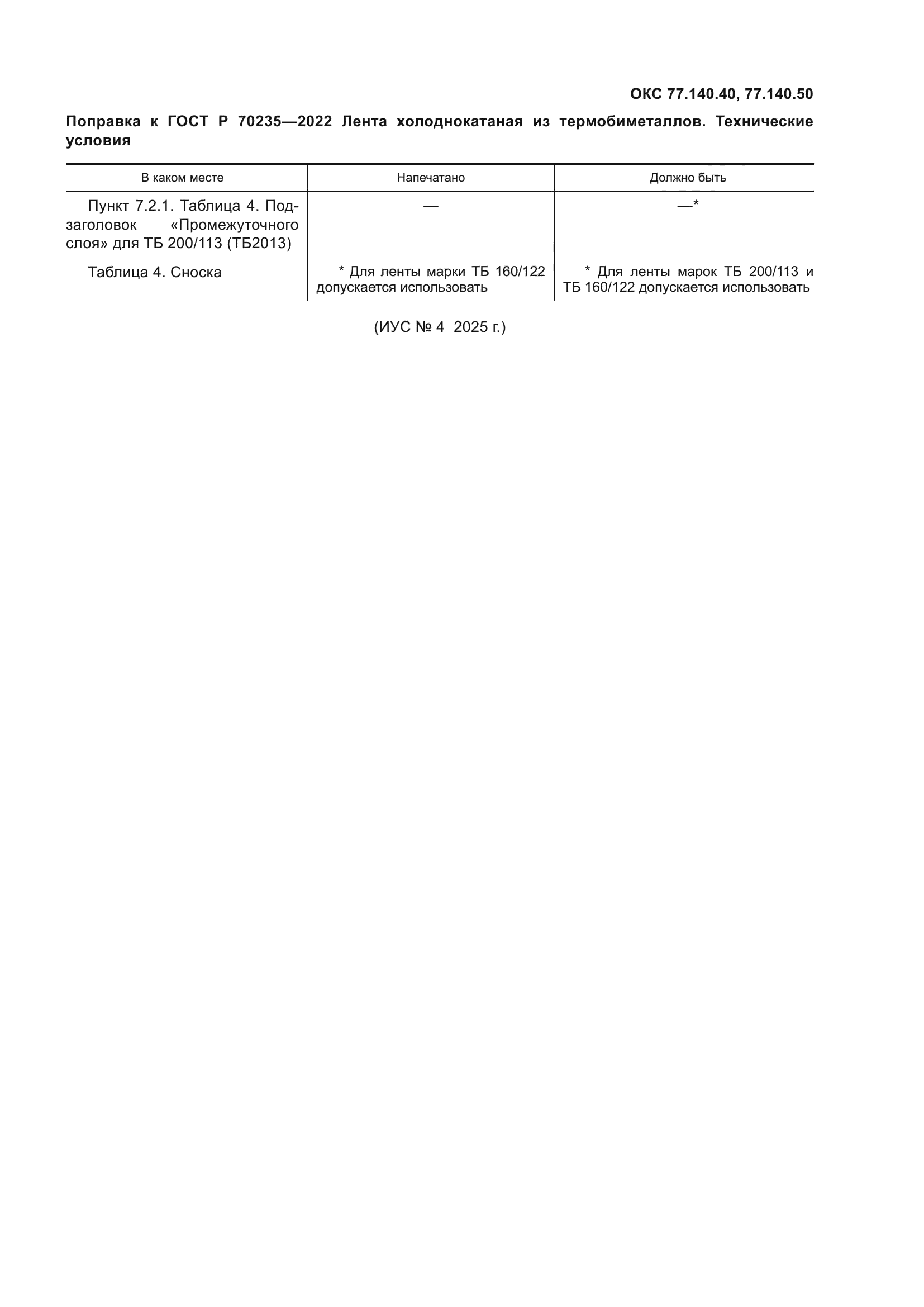 Поправка к ГОСТ Р 70235-2022